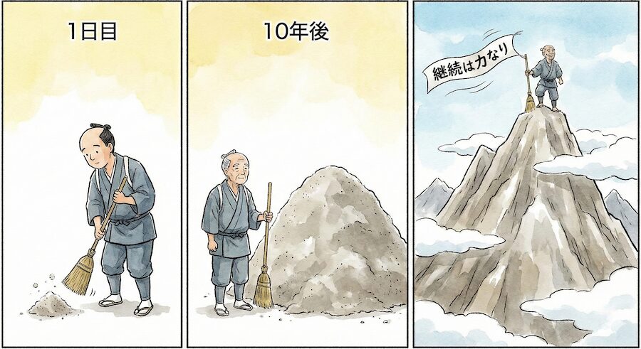 塵も積もれば山となる